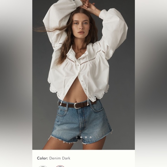 NWT new 29 fits 28 Anthropologie pilcro high rise frayed denim jean shorts blue - Picture 1 of 17